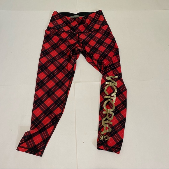 Victoria Sports Plaid Red and Black  Leggings - Picture 1 of 9